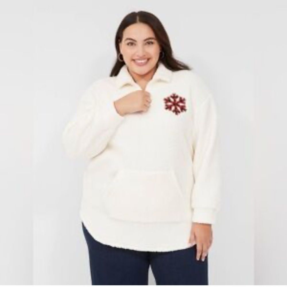 Lane Bryant Half-Zip Graphic Pullover Holiday Size 18/20